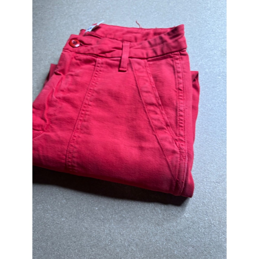 AMO Easy Army Trouser Red Cargo Pants High Rise Raw Hem Size 30